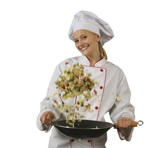 cook tossing salad